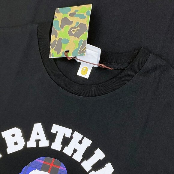 BAPE Logo Check College T-shirt Black Blue | A Bathing Ape - Picture 5 of 6